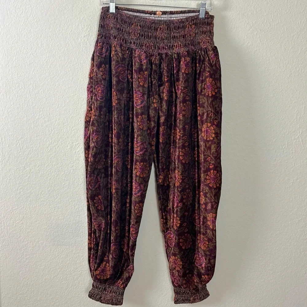 Free People FP One Marla Velvet Harem Gypsy Pants Plum Size Large NEW Bohemian